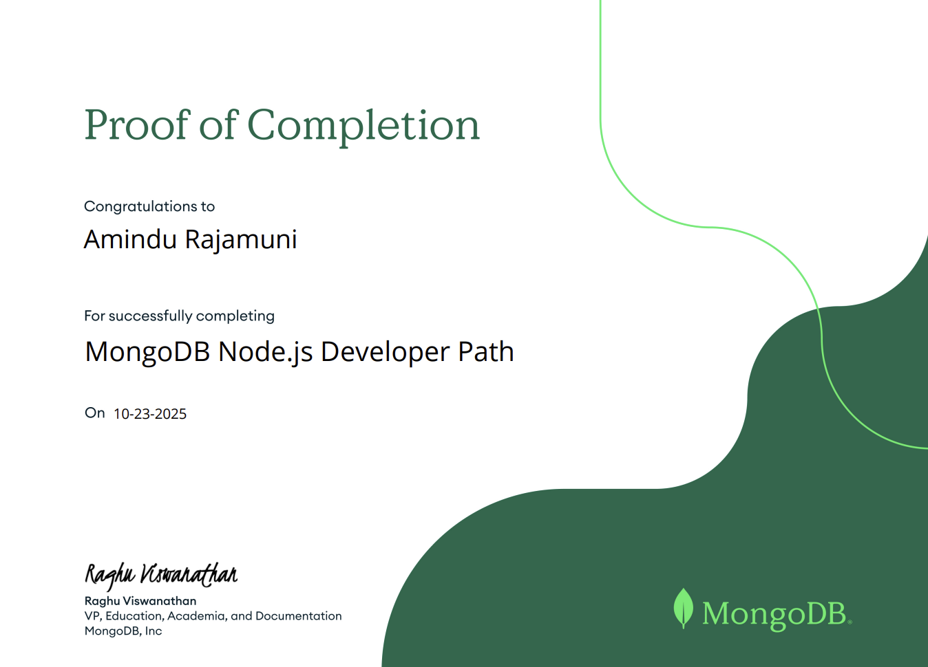 MongoDB Node.js
Developer Path